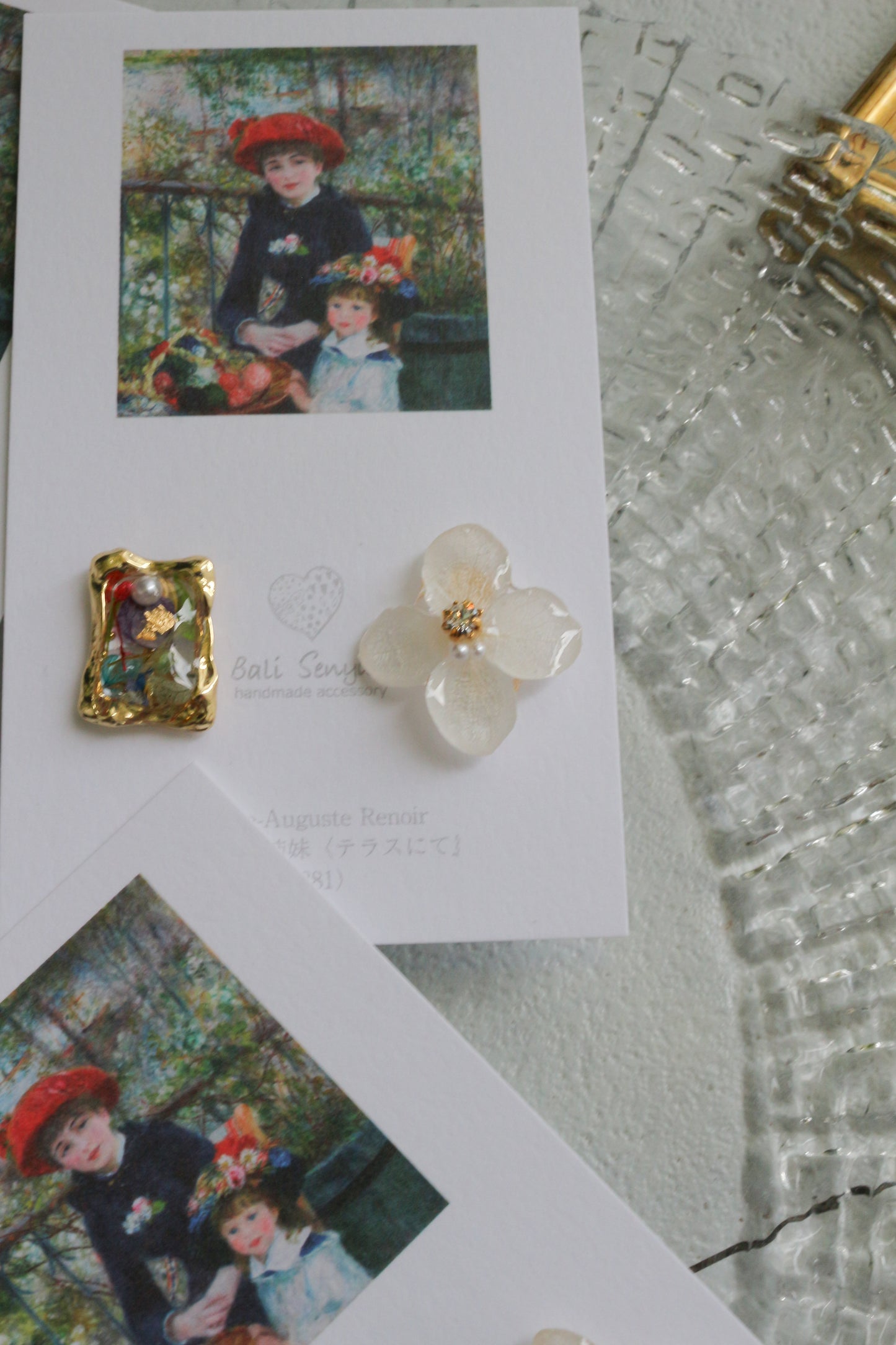 Renoir's Two Sisters Inspired Earrings No.9 イヤリング Clip-on "ふたりの姉妹"