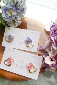 Hydrangea Heart metal 紫陽花　No.2 -  Titanium pierce ピアス