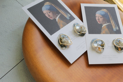 Vermeer's Inspired Flower & Pearl Earrings No.2 ピアス Pierce 真珠の耳飾りの少女