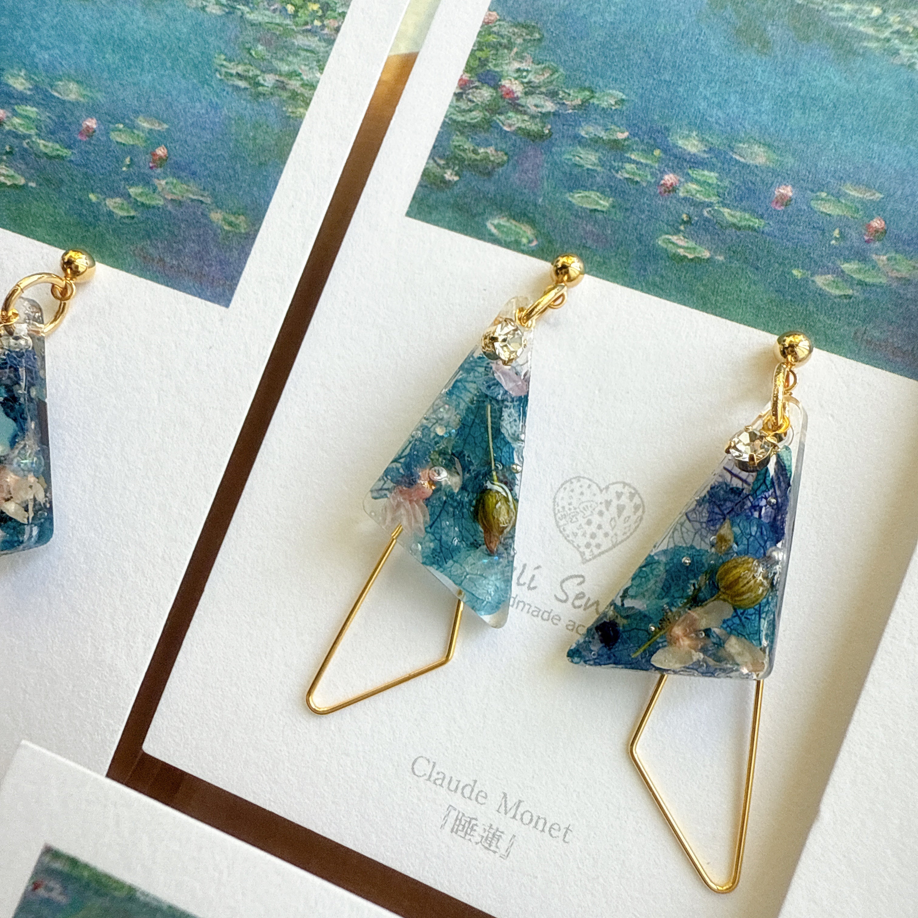 Claude Monet Water Lilies Inspired Triangular Floral
