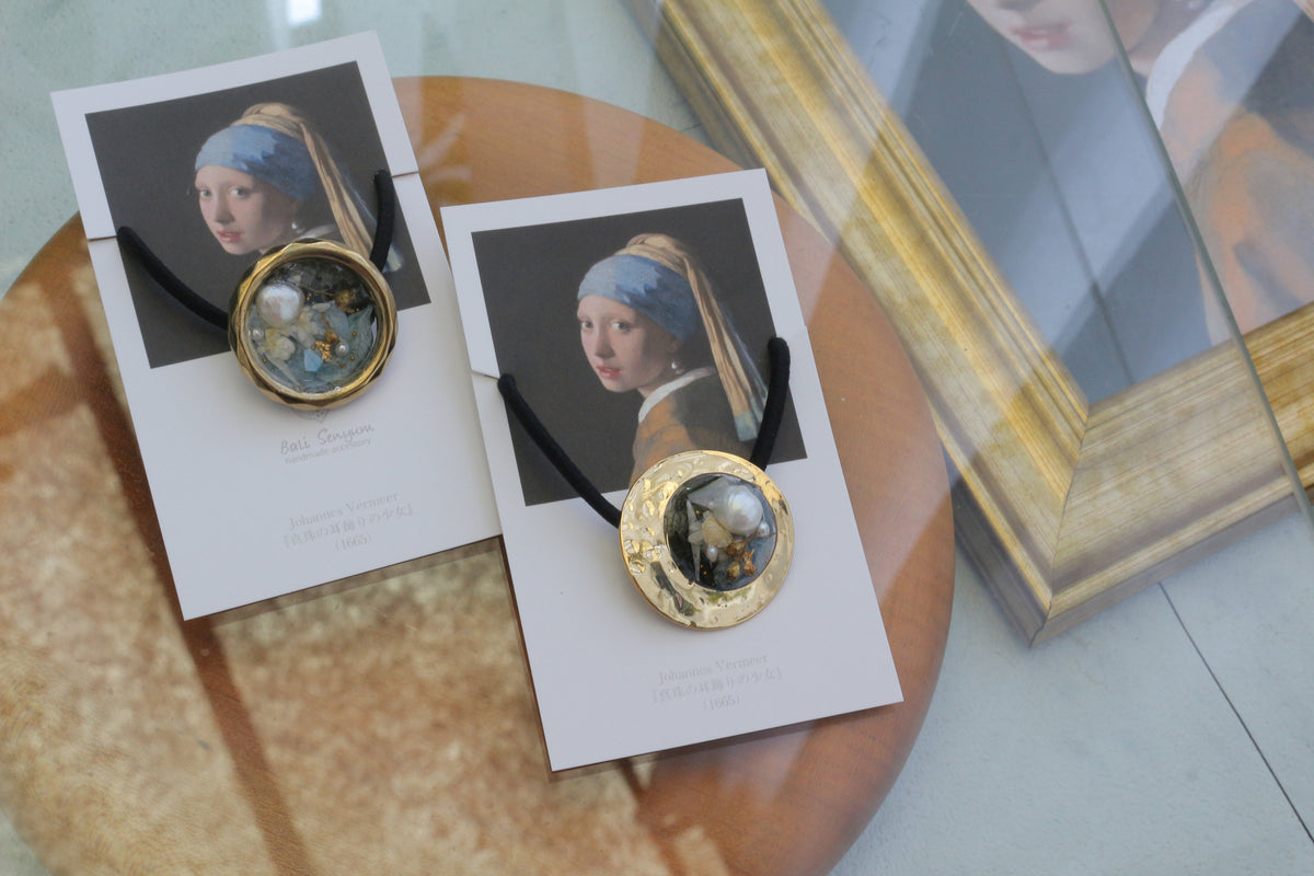 Vermeer Inspired Flower Hair tie  真珠の耳飾りの少女