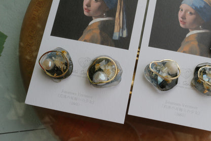 Vermeer's Inspired Flower & Pearl Earrings No.8 ピアス Pierce 真珠の耳飾りの少女
