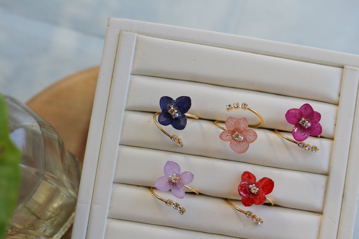 Hydrangea Three Gems NEW Ring No.13