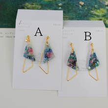 Claude Monet Water Lilies Inspired Triangular Floral Earrings -  No.7