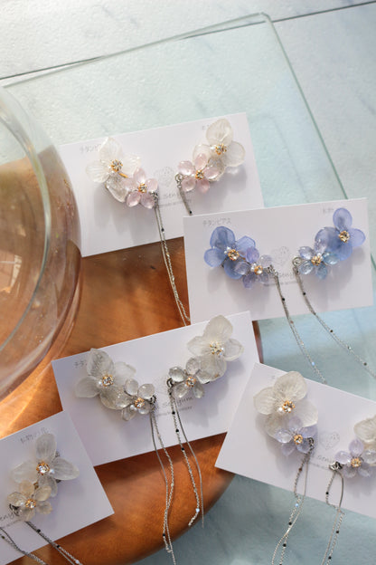 Hydrangea Flying Butterfly Earrings No.47 - Titanium Pierce(ピアス）