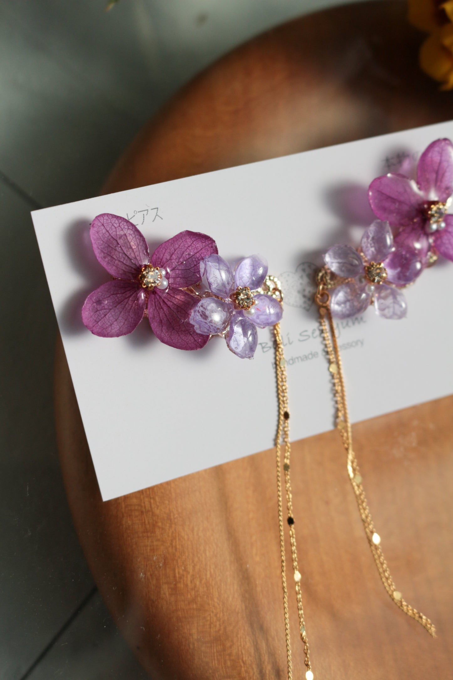 Hydrangea Flying Butterfly Earrings No.41 - Titanium Pierce(ピアス）