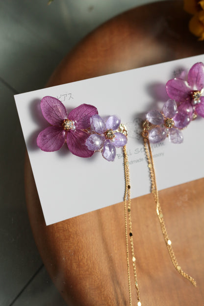 Hydrangea Flying Butterfly Earrings No.41 - Titanium Pierce(ピアス）