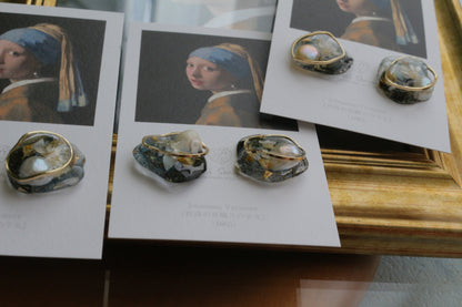 Vermeer's Inspired Flower & Pearl Earrings No.8 ピアス Pierce 真珠の耳飾りの少女