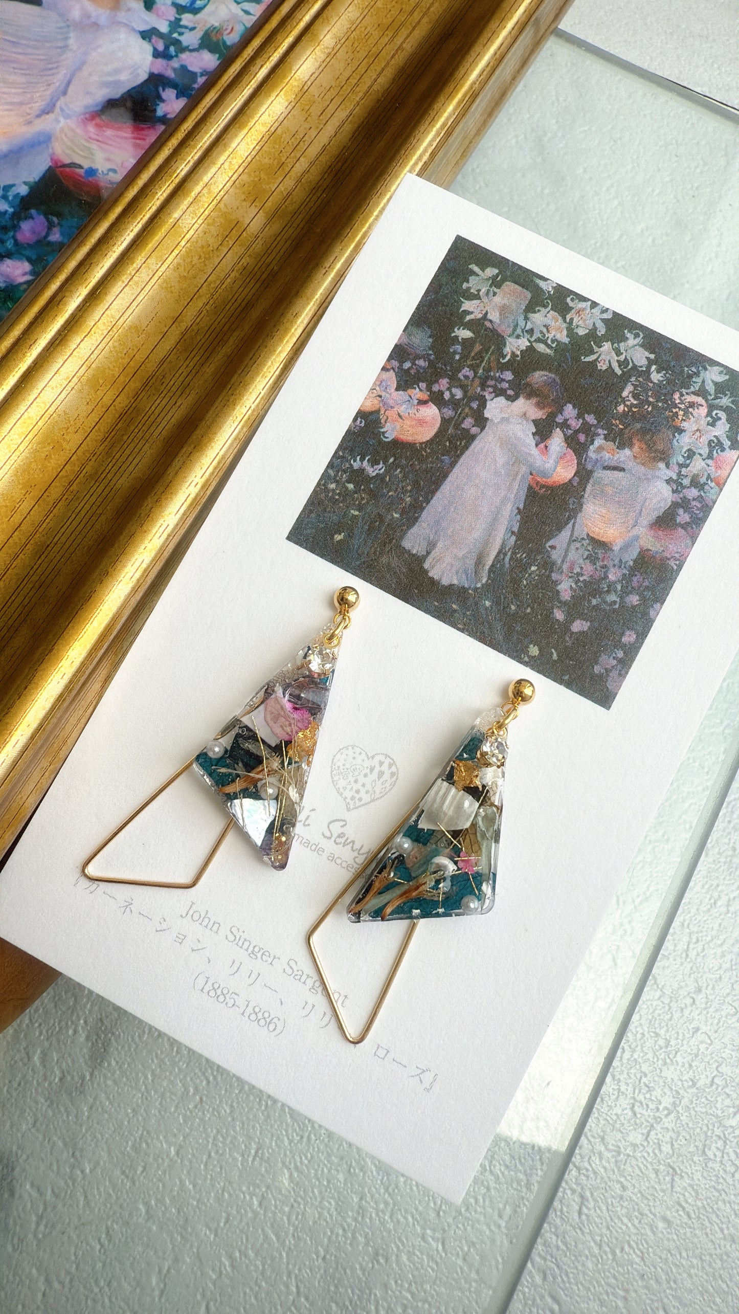 Sargent Inspired Triangular Floral Earrings - No.1