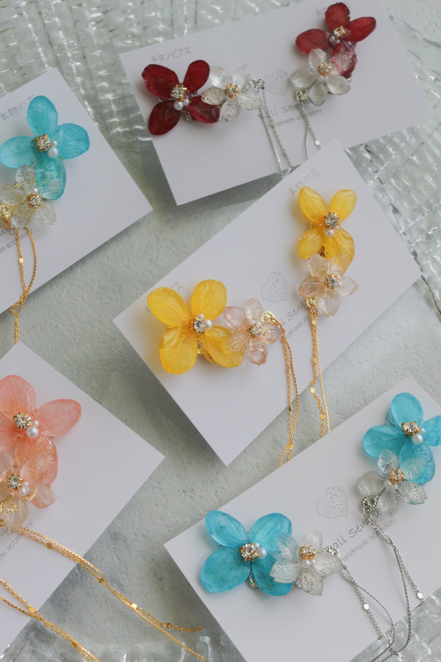 Hydrangea Flying Butterfly Earrings No.58 - Titanium Pierce(ピアス）