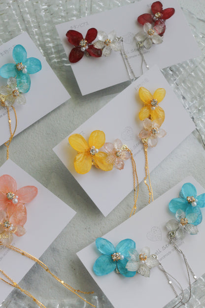 Hydrangea Flying Butterfly Earrings No.58 - Titanium Pierce(ピアス）