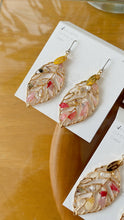 Leaf Earrings With Seasonal Flower Petals No.21 - Time limited