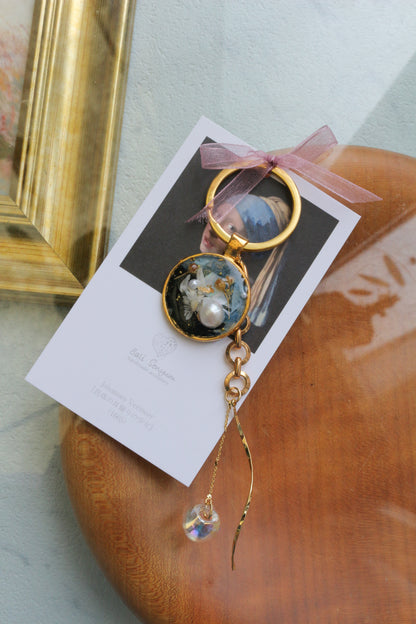 Vermeer Inspired Flower Key Chain No.1 真珠の耳飾りの少女