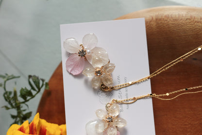 Hydrangea Flying Butterfly Earrings No.41 - Titanium Pierce(ピアス）