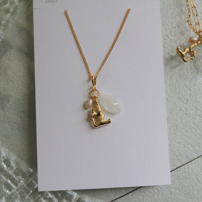 Cat & Hydrangea Necklace No.1