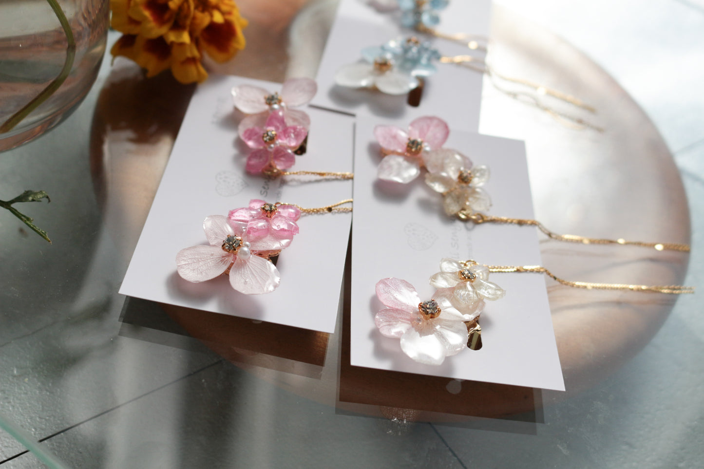 Hydrangea Flying Butterfly  No.42 - Clip-on(イヤリング）