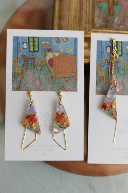 Gogh Inspired Earrings Bedroom in Arles-ゴッホの寝室
