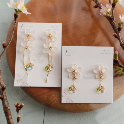 Real "Someiyoshino" Sakura Earring Kumamoto Homage- 緑桜の御衣黄   モチーフ