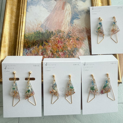 Claude Monet Woman with a Parasol Inspired Earrings -  散歩　日傘をさす女性　No.5