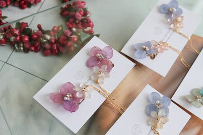 Hydrangea Flying Butterfly  No.39 - Clip-on(イヤリング）