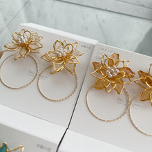 Three Layer Flower with Hoop Earrings with Color No.1