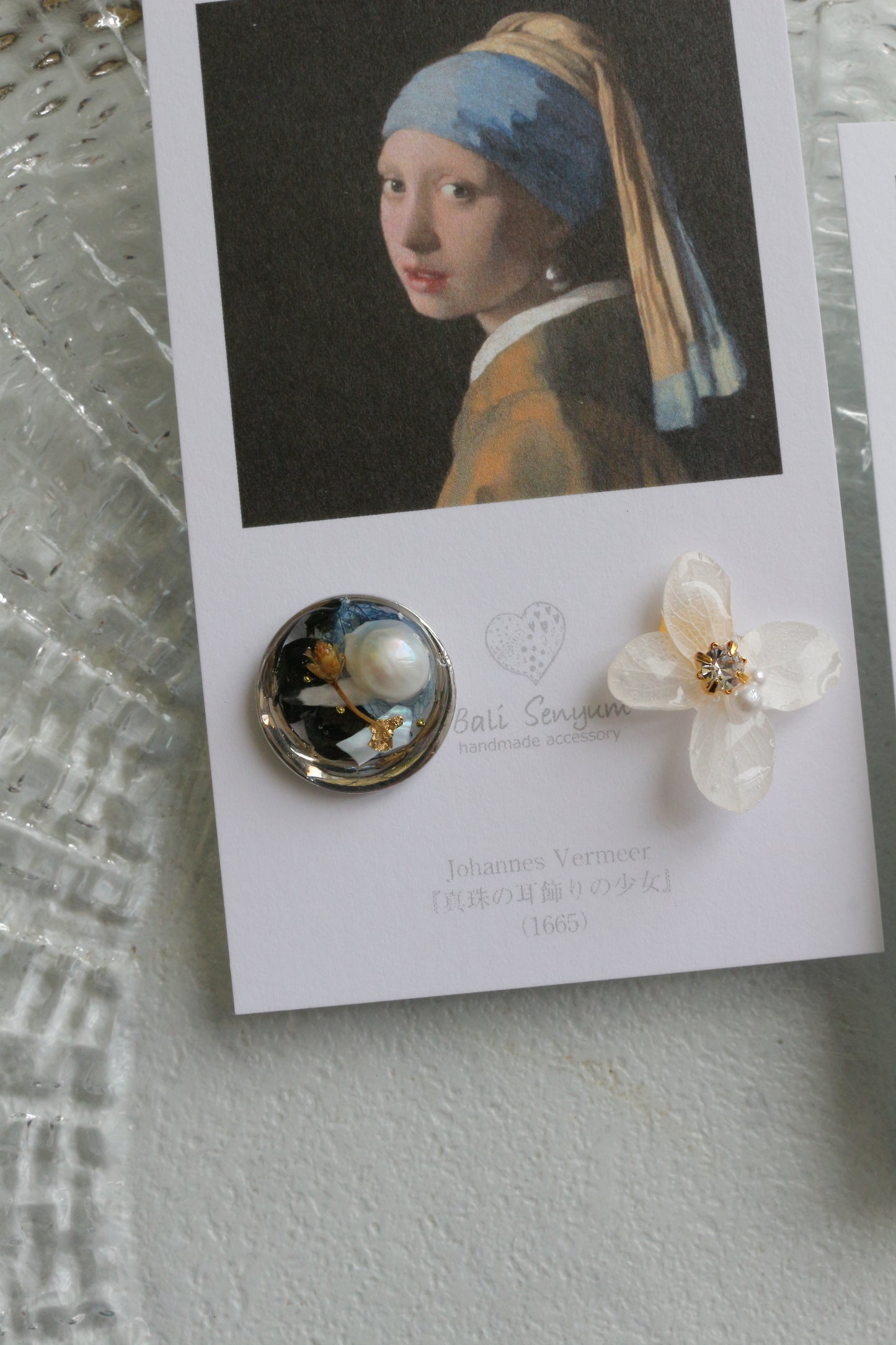 Vermeer's Inspired Flower and Medallion No.1 ピアス Pierce 真珠の耳飾りの少女