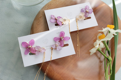 Hydrangea Flying Butterfly  No.46 - Clip-on(イヤリング）