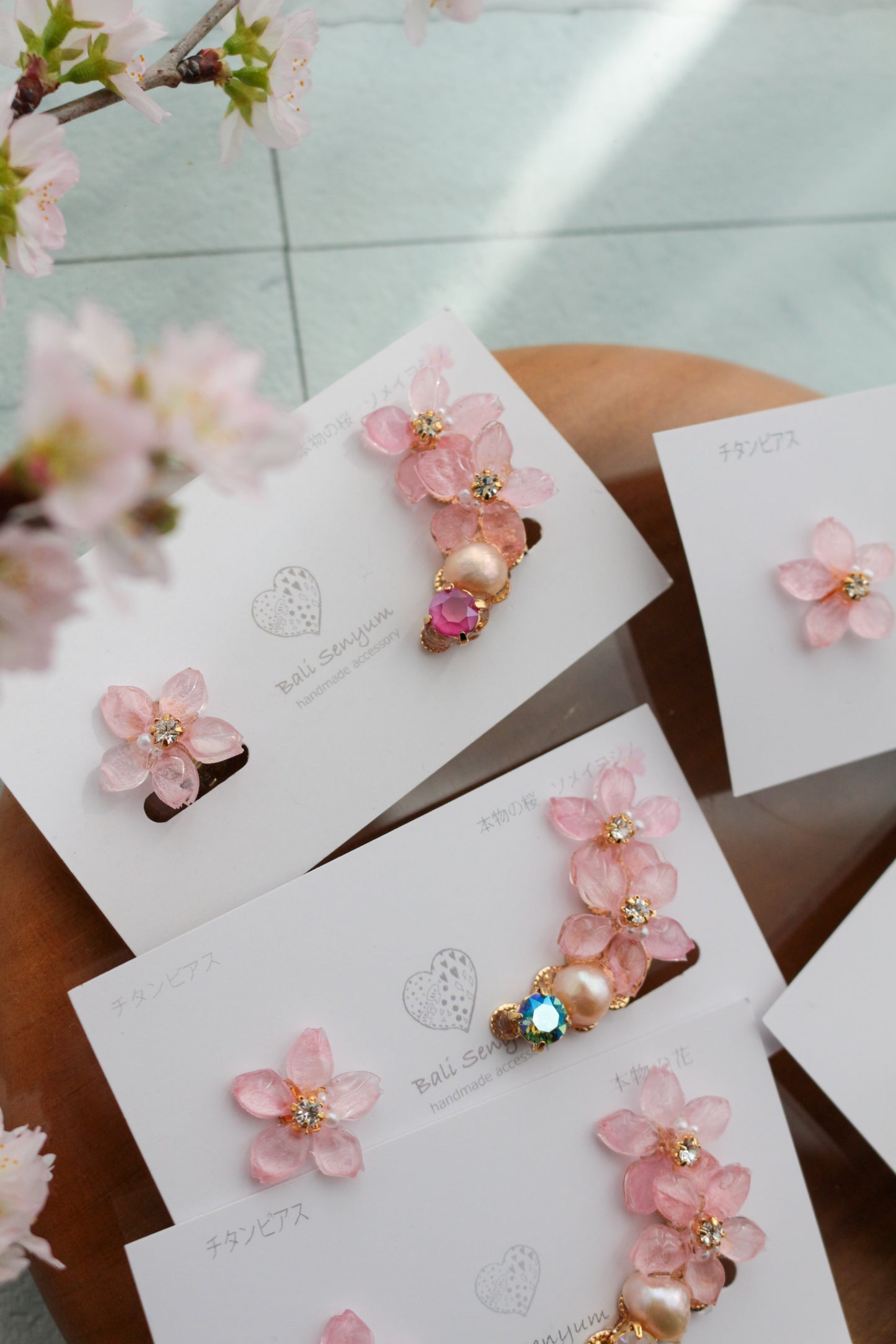 Someiyoshino Double Sakura Earring and Ear Cuff #S028