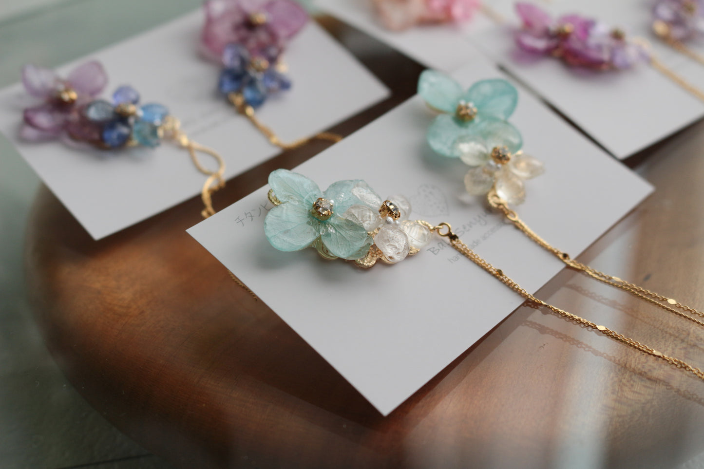 Hydrangea Flying Butterfly Earrings No.40 - Titanium Pierce(ピアス）