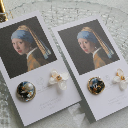 Vermeer's Inspired Flower and Medallion No.1 ピアス Pierce 真珠の耳飾りの少女
