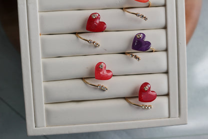 Heart Ring with Three Gems No.1