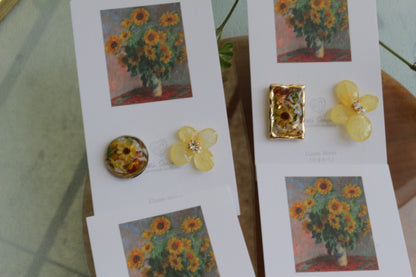 Monet Inspired Flower Earrings No.22 ピアスTitanium Pierce ひまわり