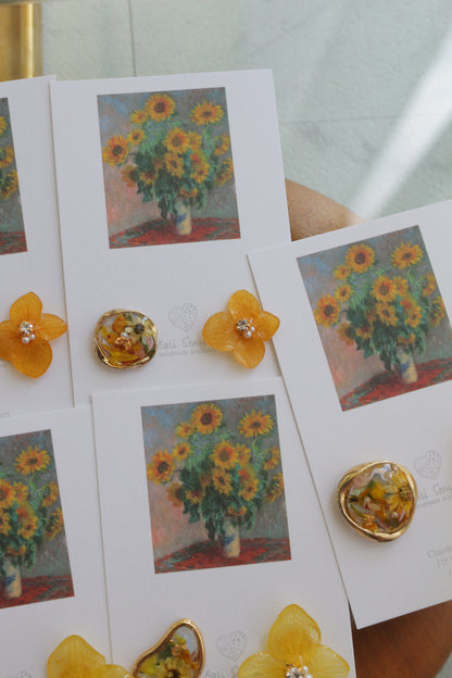 Monet Inspired Flower Earrings No.10 イヤリング Clip-on ひまわり