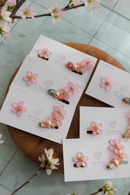 Someiyoshino Double Sakura Earring and Ear Cuff #S028