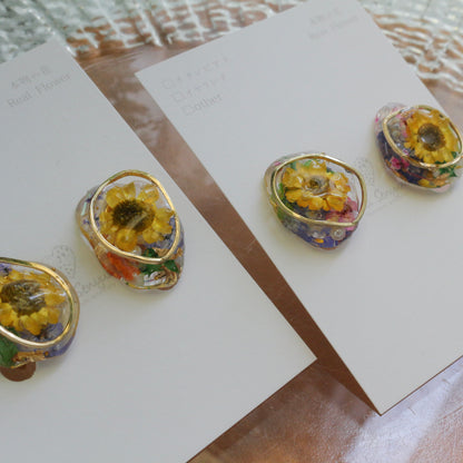 Sun Flower Earrings - 向日葵  〜 No.2 Clip-on イヤリング