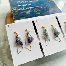 Claude Monet Water Lilies Inspired Triangular Floral Earrings -  No.3