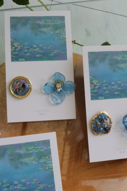 Monet Inspired Flower and Medallion No.27 ピアスTitanium Pierce 睡蓮
