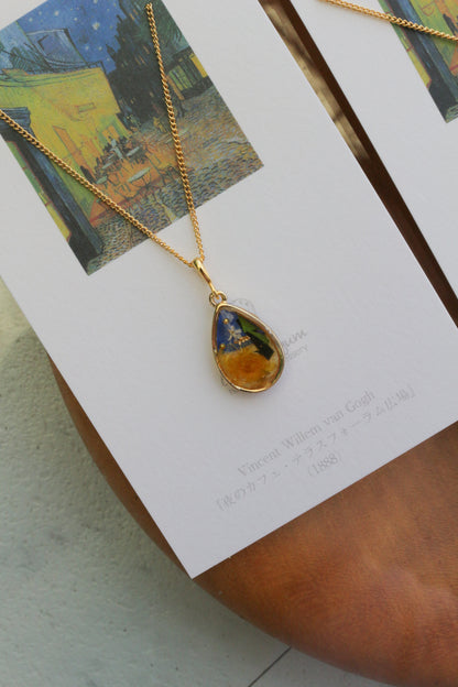 Gogh's Irises Inspired Necklace - 夜のカフェテラス