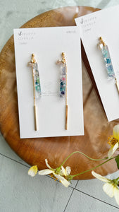 Dangling Stick Flower Earring with Pearl No.1