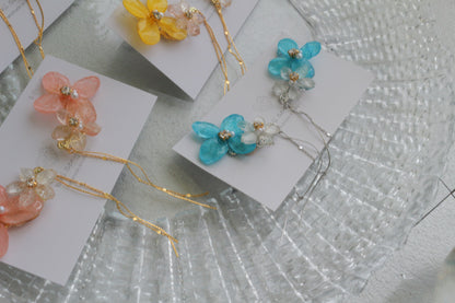 Hydrangea Flying Butterfly Earrings No.58 - Titanium Pierce(ピアス）