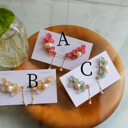 Hydrangea Pearl Flower Earring No.3