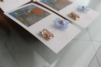 Gogh Inspired Flower and Medallion No.1イヤリング Clip-on ゴッホの寝室