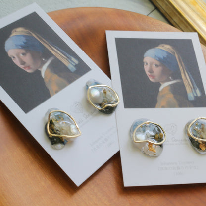 Vermeer's Inspired Flower & Pearl Earrings No.2 ピアス Pierce 真珠の耳飾りの少女