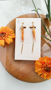 Dangling Gerbera Flower Stick Earrings with Pearl