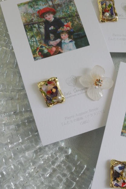 Renoir's Two Sisters Inspired Flower Earrings No.10 ピアスTitanium Pierce "ふたりの姉妹"