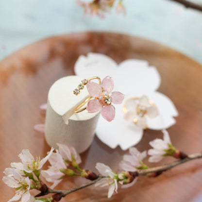 Someiyoshino Sakura Ring with Three Gems NEW #S053