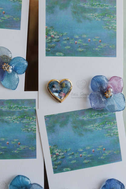 Monet Inspired Flower and Medallion No.12 ピアスTitanium Pierce 睡蓮