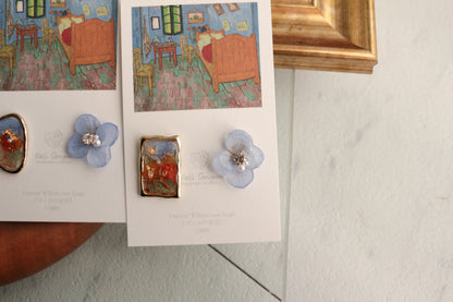 Gogh Inspired Flower and Medallion Earring No.3 ピアスTitanium Pierce ゴッホの寝室