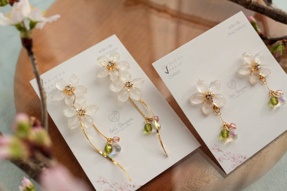 Real "Someiyoshino" Sakura Earring Kumamoto Homage- 緑桜の御衣黄   モチーフ
