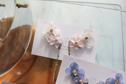 Hydrangea Flying Butterfly Earrings No.47 - Titanium Pierce(ピアス）